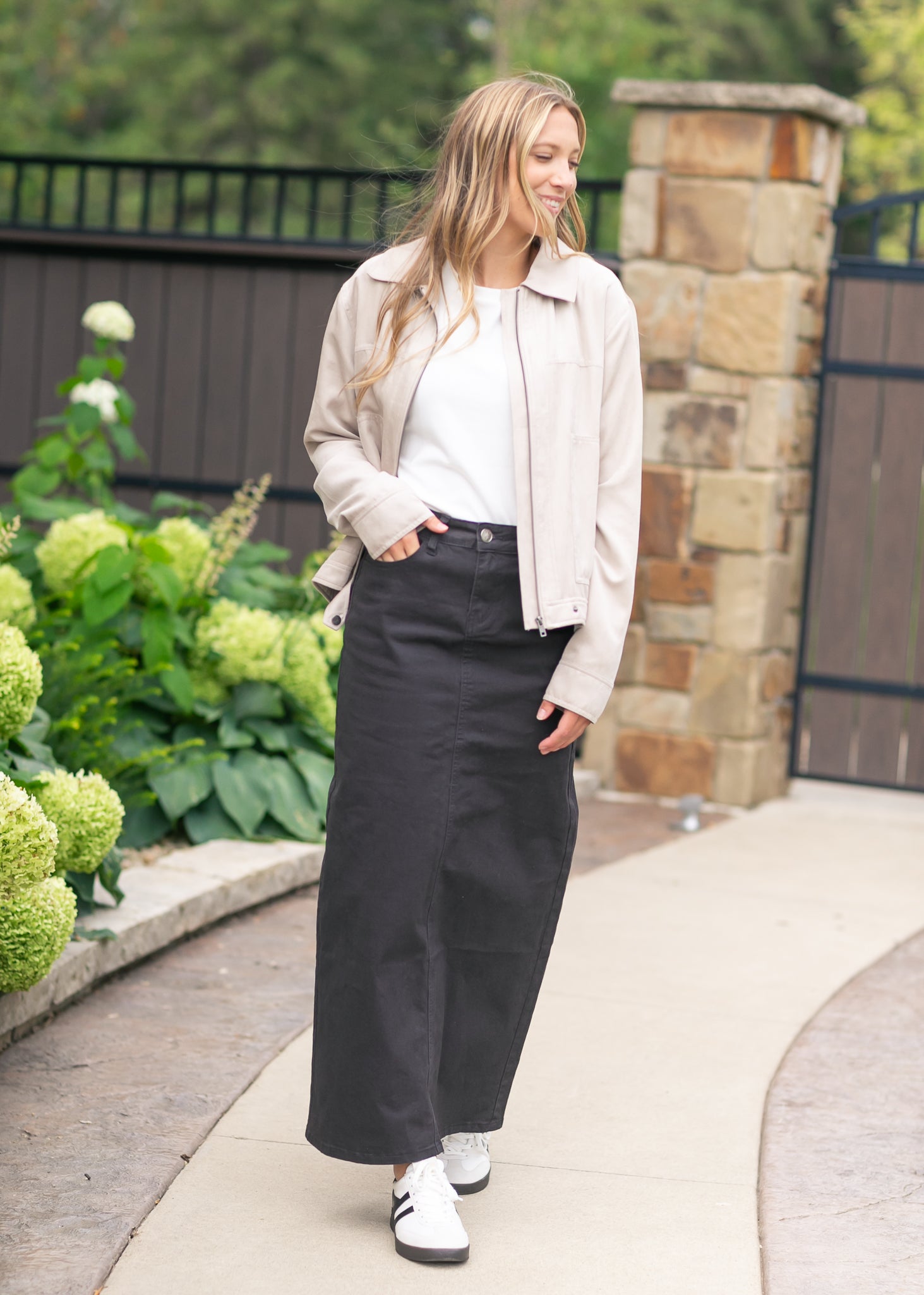 Jupe longue en jean noir Stella Onyx