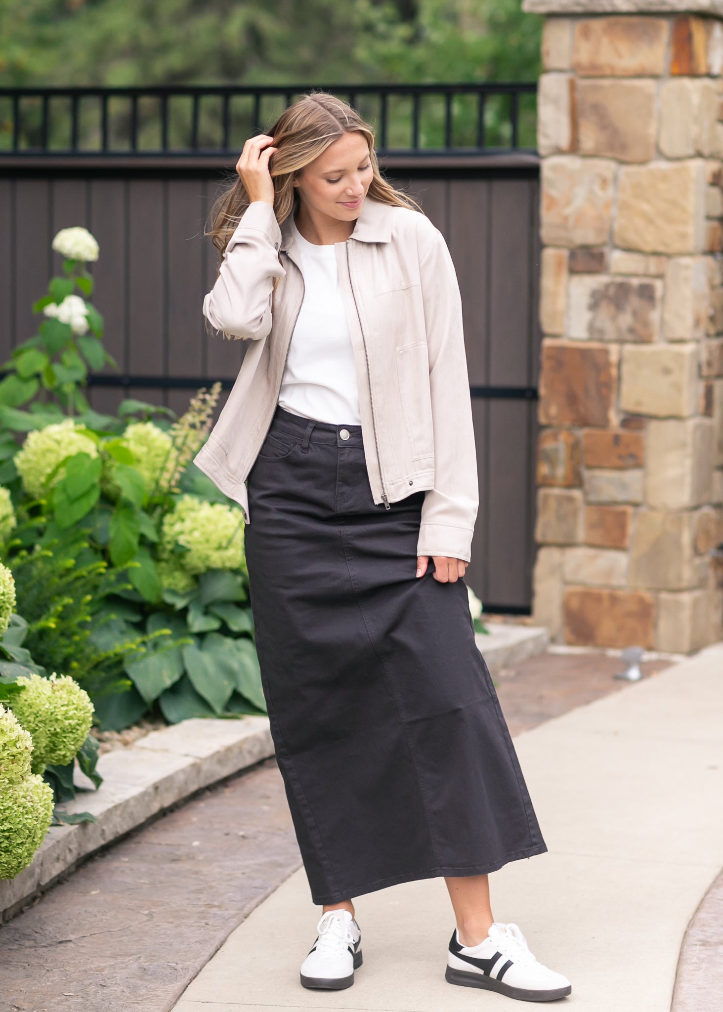 Jupe longue en jean noir Stella Onyx