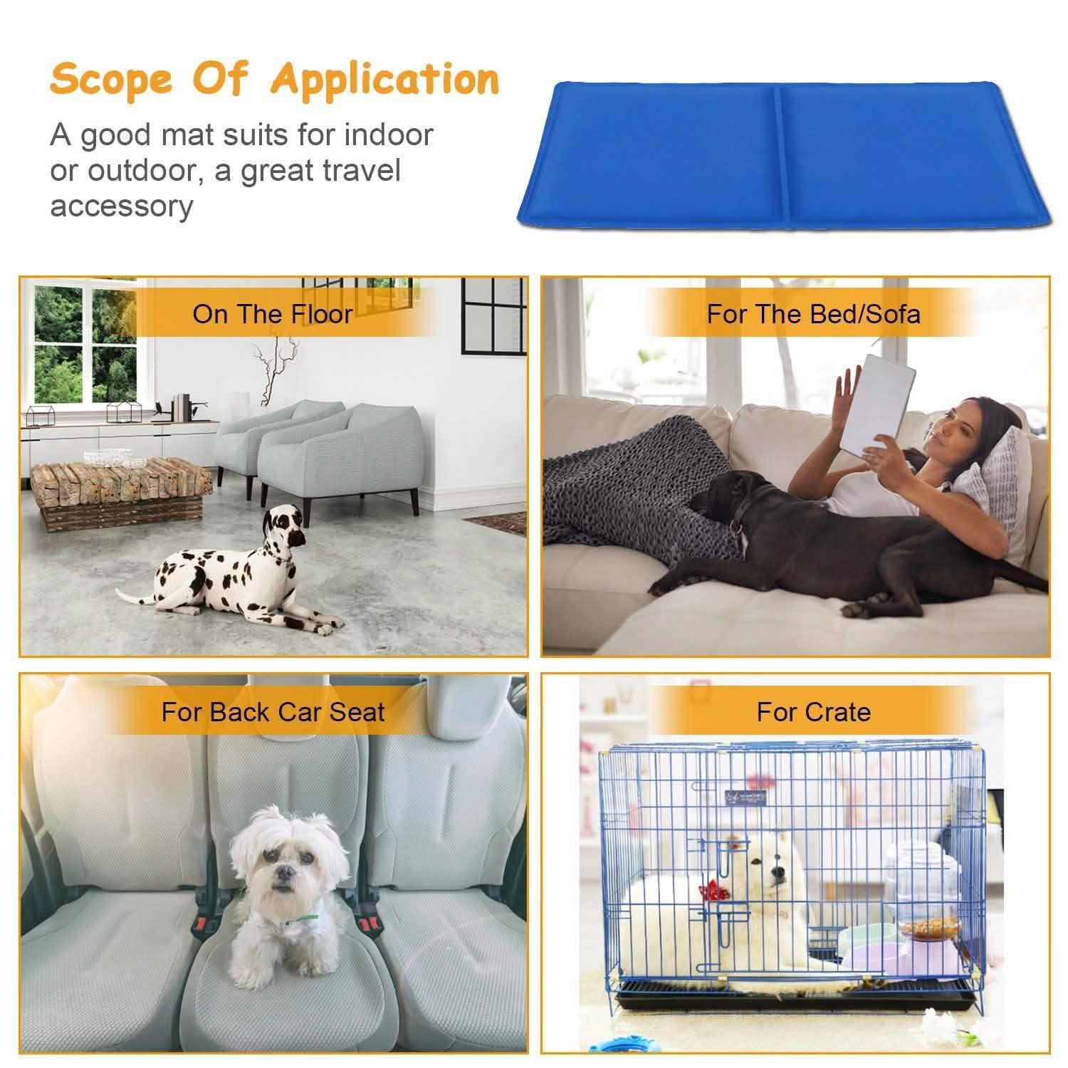 Tapis de refroidissement auto-rafraîchissant en gel activé par la pression pour animaux de compagnie