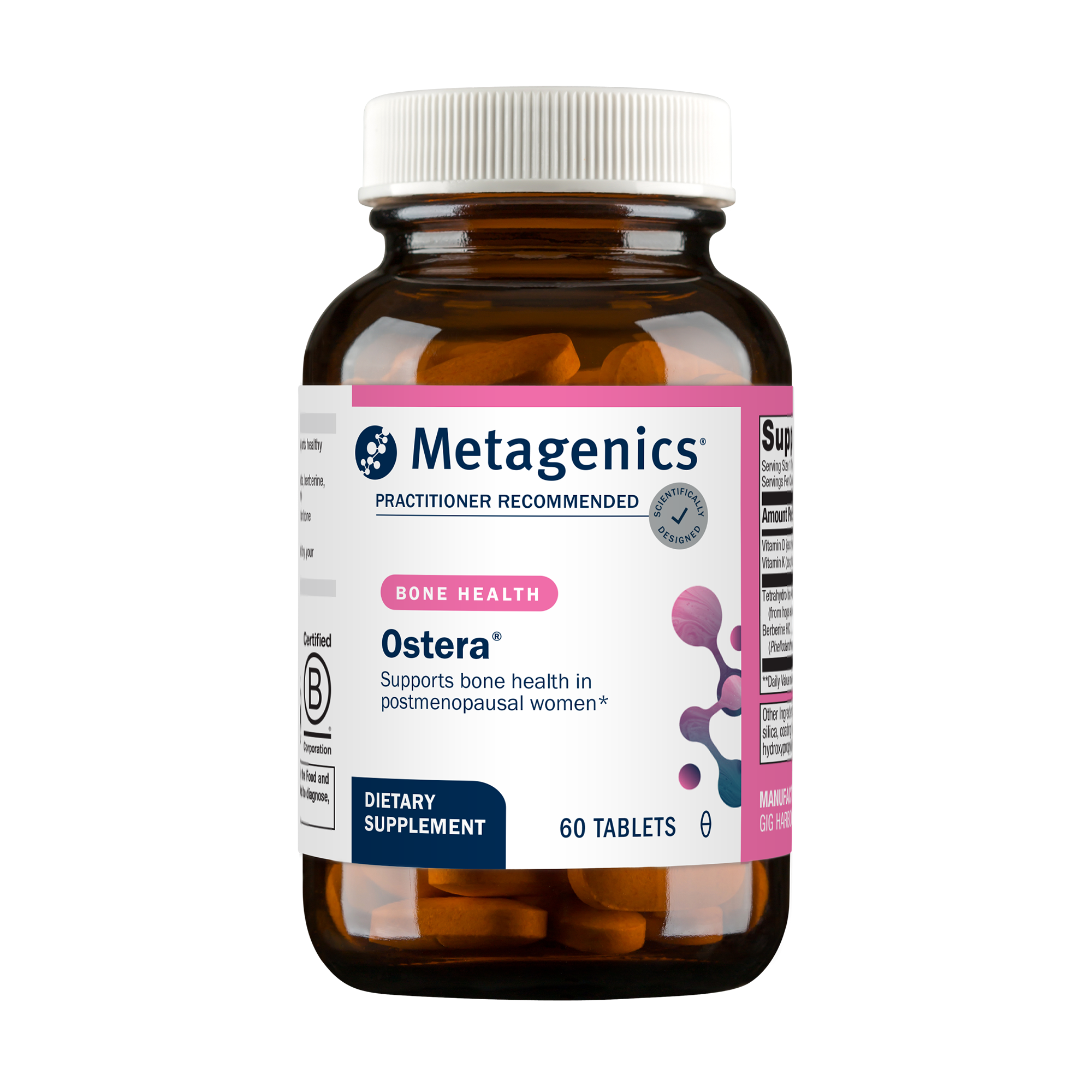 Metagenics Ostera, supplément de vitamine D, K et berbérine, pour favoriser un remodelage osseux sain chez les femmes post-ménopausées - 60 comprimés