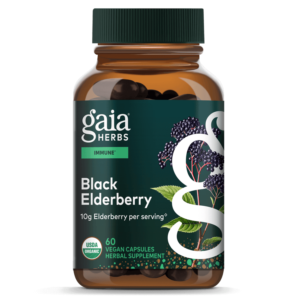 Gaia Herbs Sureau Noir - Complément de soutien immunitaire quotidien pour aider à maintenir le bien-être - 60 gélules végétaliennes (approvisionnement de 30 jours)