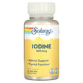 Solaray Iode 500 mcg, supplément d'iode pour le soutien sain des glandes surrénales et de la thyroïde, l'énergie, le métabolisme et la concentration, iodure de potassium, végétalien, garantie de remboursement de 60 jours, 30 portions, 30 VegCaps