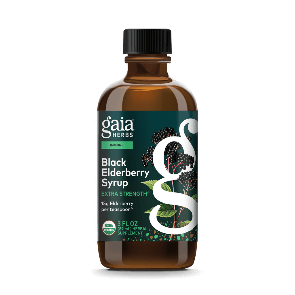Gaia Herbs GaiaKids Black Elderberry Syrup - Delicious Immune Support Supplement for Kids - USDA Certified Organic Black Elderberry Syrup - 3 Fluid Ounces