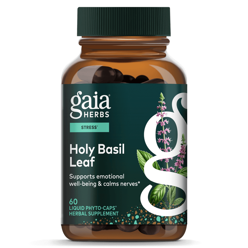 Gaia Herbs Pro Basilic sacré en feuilles - Supplément de soutien au stress avec basilic sacré - 60 Phyto-Caps liquides