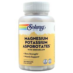Solaray Magnésium et Potassium Aspartates avec Bromélaïne, Complément Magnésium Potassium pour la Force Osseuse et le Soutien Musculaire, Compléments Magnésium Potassium Végétaliens, 60 Portions, 120 Végécaps
