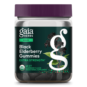 Gaia Herbs, Gommes Quotidiennes pour Adultes, Bio, Vegan, Complément de Sureau Noir Sambucus pour le Soutien Immunitaire et Antioxydant Quotidien, 40 Comprimés (Lot de 1)