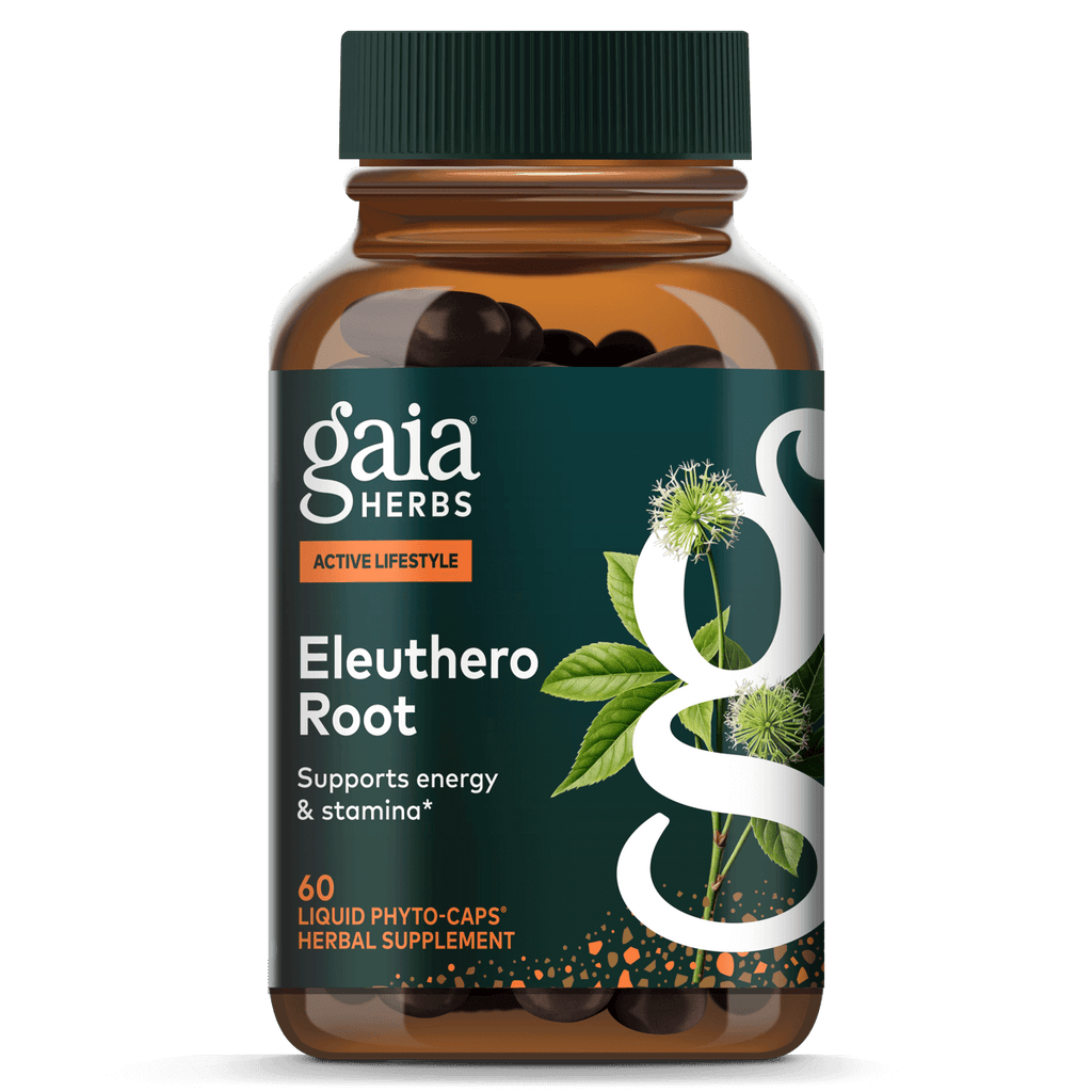 Gaia Herbs Racine d'éleuthéro - Soutien énergétique, d'endurance et d'endurance mentale - Supplément à base de plantes adaptogènes de racine d'éleuthéro (ginseng sibérien) - 60 Phyto-Capsules liquides végétaliennes (approvisionnement de 30 jours)