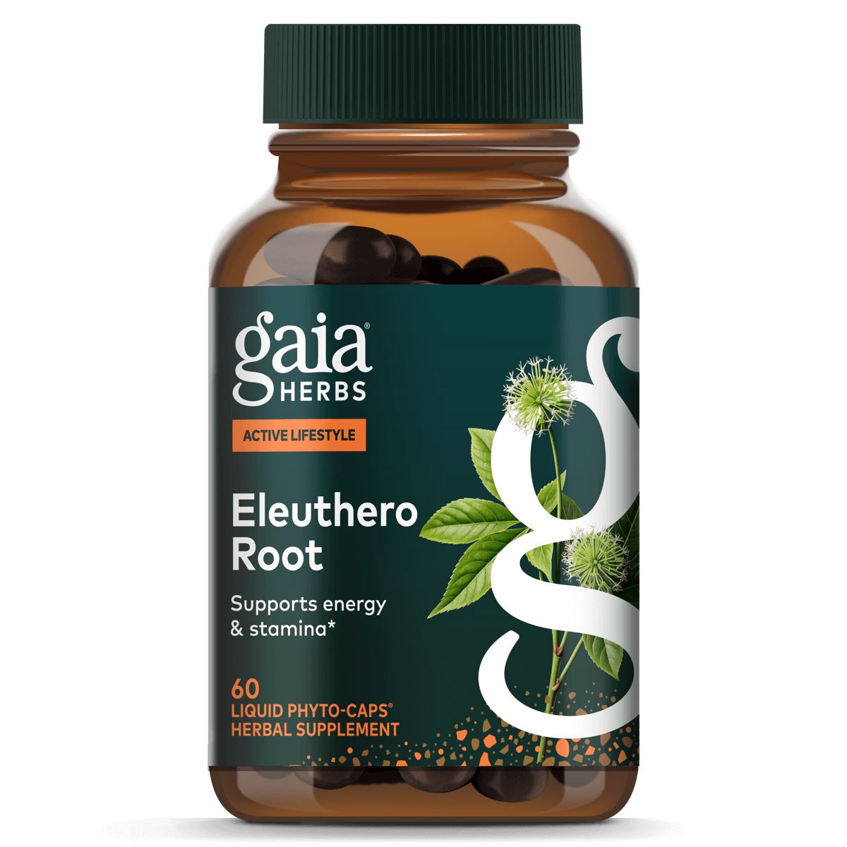 Gaia Herbs Racine d'éleuthéro - Soutien énergétique, d'endurance et d'endurance mentale - Supplément à base de plantes adaptogènes de racine d'éleuthéro (ginseng sibérien) - 60 Phyto-Capsules liquides végétaliennes (approvisionnement de 30 jours)