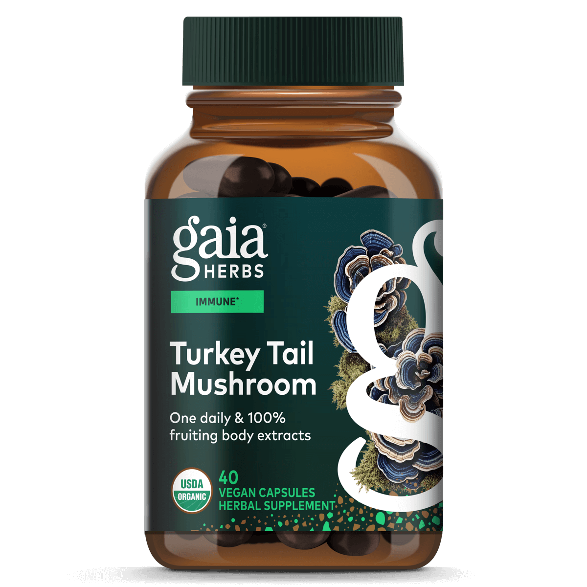 Gaia Herbs Coriolus versicolor (Trametes versicolor) - Supplément de soutien immunitaire