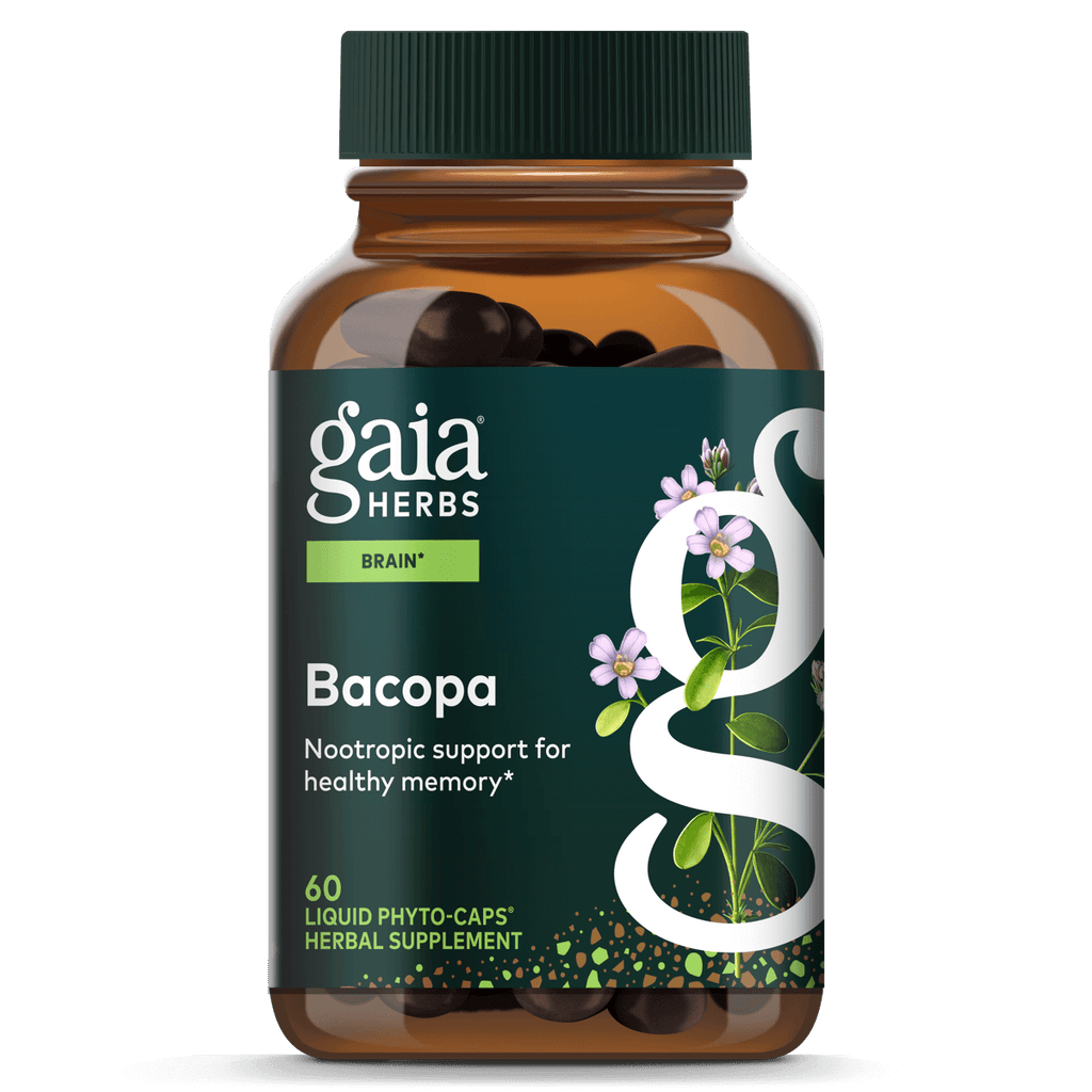 Gaia Herbs Bacopa - Complément Herbal pour le Soutien Cérébral et Cognitif - Fabriqué à partir de Bacopa (Bacopa Monnieri) pour Aider à Soutenir un Esprit Florissant - 60 Phyto-Capsules Liquides Vegan (Jusqu'à 60 Jours d'Approvisionnement)