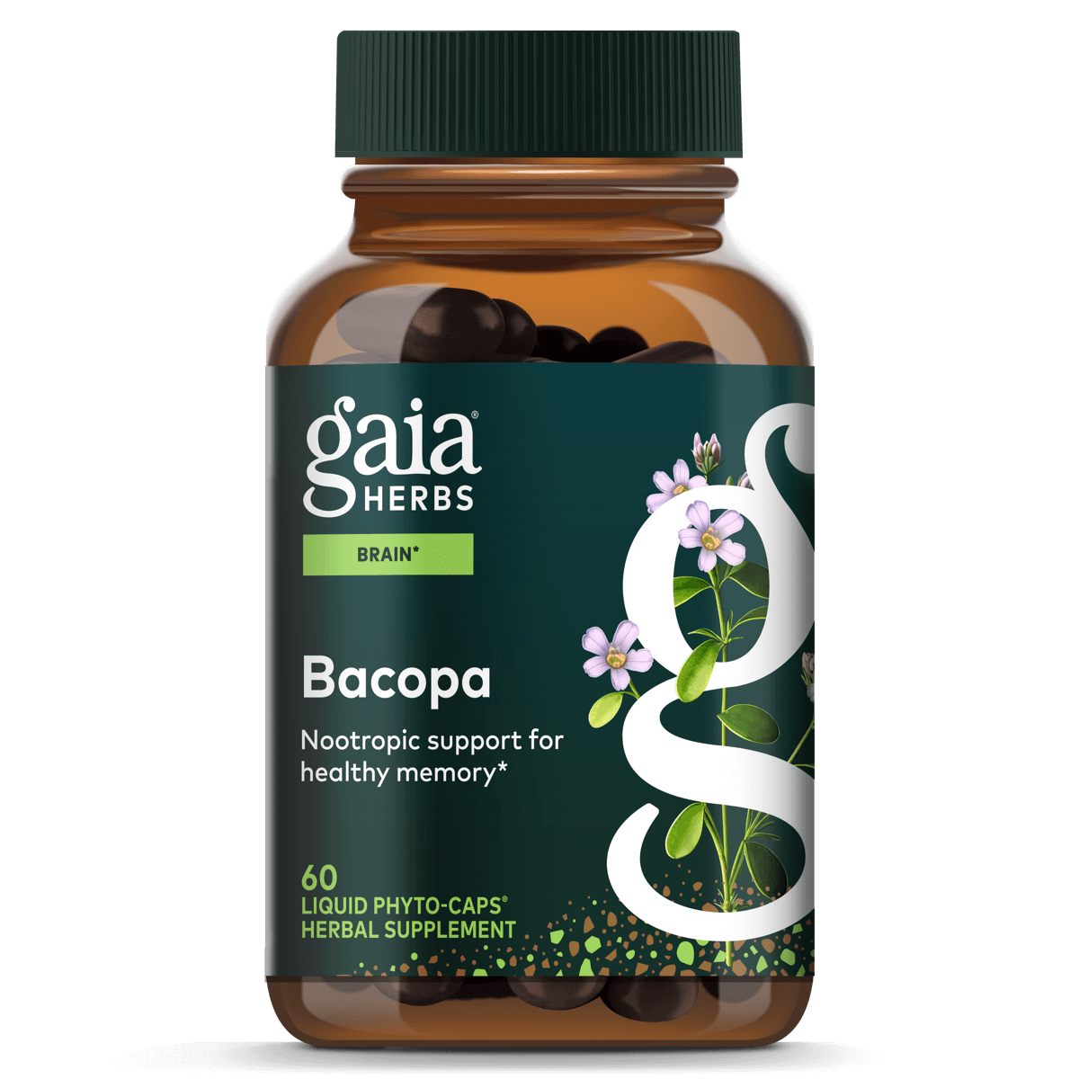 Gaia Herbs Bacopa - Complément Herbal pour le Soutien Cérébral et Cognitif - Fabriqué à partir de Bacopa (Bacopa Monnieri) pour Aider à Soutenir un Esprit Florissant - 60 Phyto-Capsules Liquides Vegan (Jusqu'à 60 Jours d'Approvisionnement)