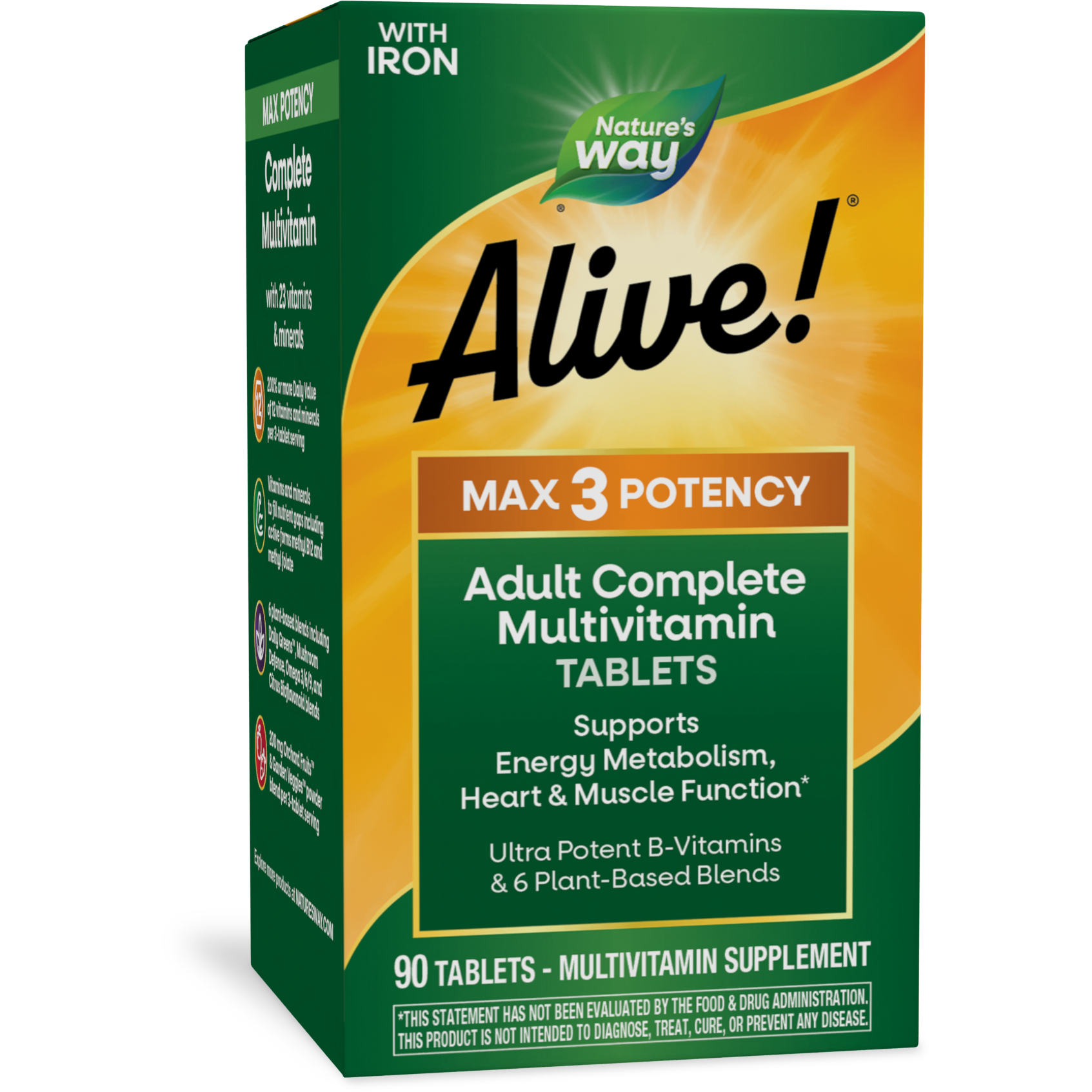 Nature's Way Alive! Max3 Potency Multivitamin, Support Daily Energy Metabolism, 60 Tablets