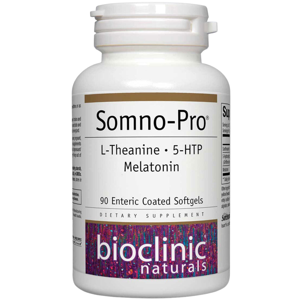 Bioclinic Naturals Somno-Pro L-Théanine 5-HTP Mélatonine 90 Gélules Molles