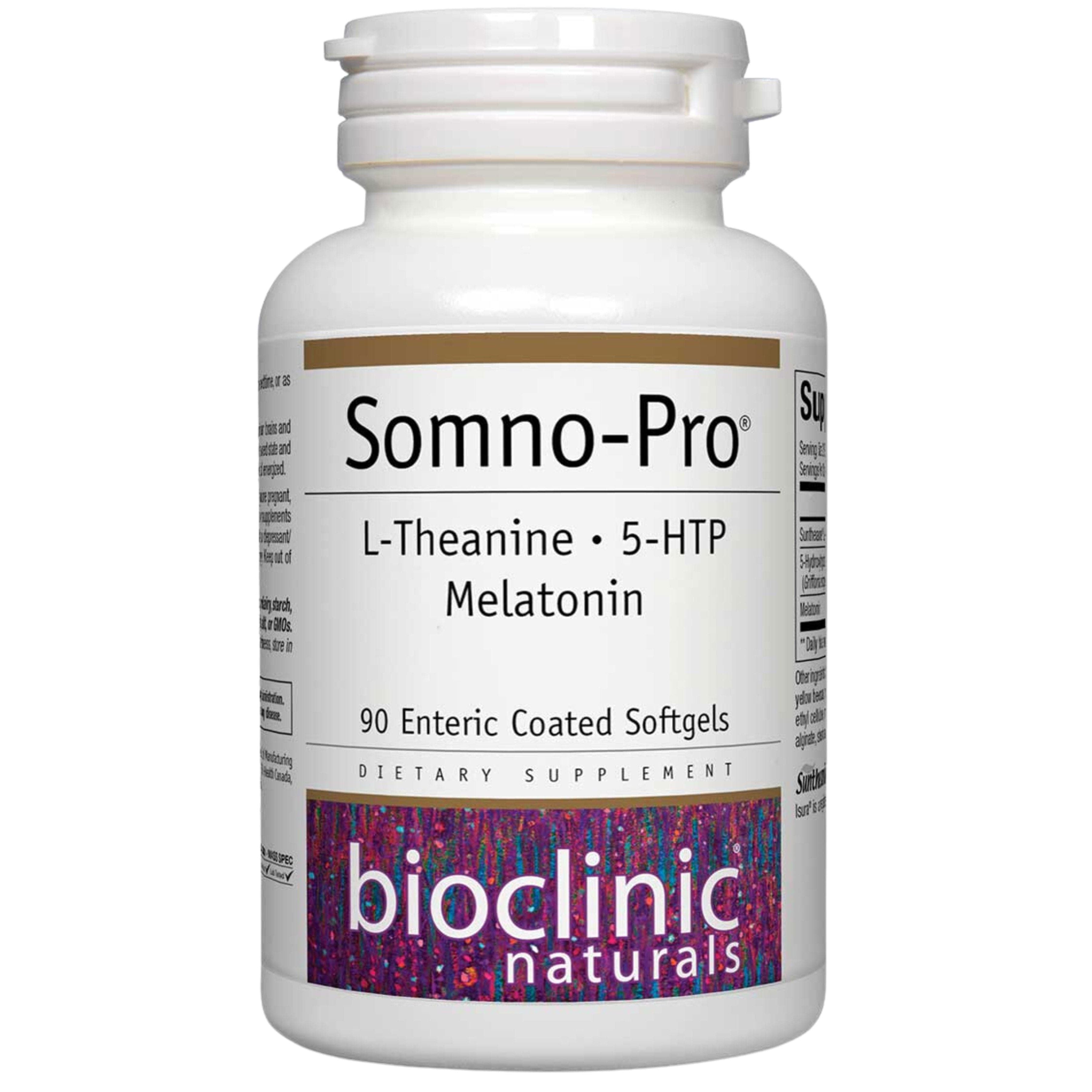 Bioclinic Naturals Somno-Pro L-Théanine 5-HTP Mélatonine 90 Gélules Molles