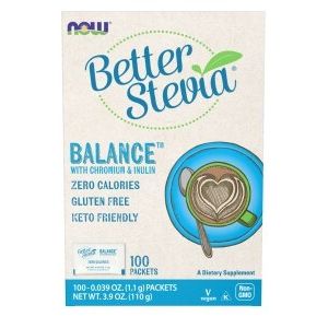 Now Foods BetterStevia Balance avec chrome et inuline 100 sachets - 6968 - Lot de 3
