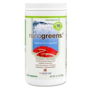 Biopharma Scientific NanoGreens10 Saveur Fraise 30 portions 360 g - Exclusivité Walmart