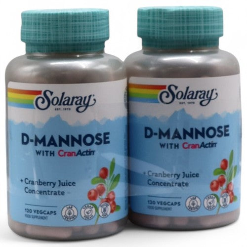 SOLARAY - D-Mannose avec CranActin 1000 mg - 120 comprimés - Lot de 2