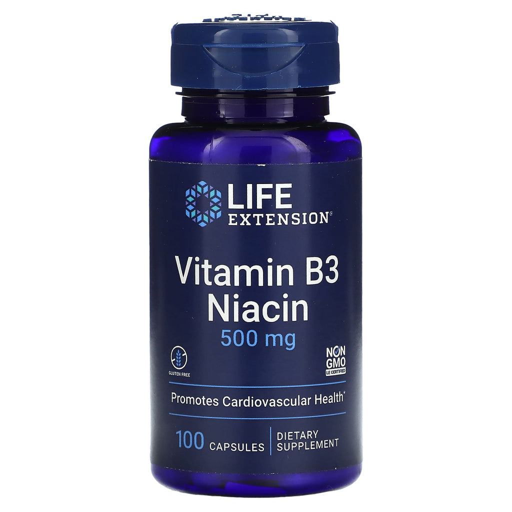 Life Extension Vitamine B3 Niacine 500 mg 100 Gélules - Lot de 3