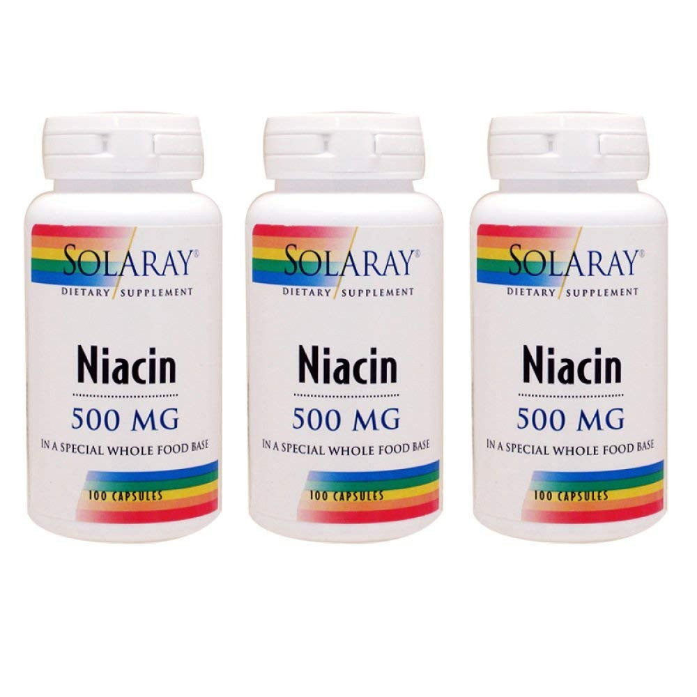 Solaray Niacine 500mg 100 Vcaps - Lot de 3