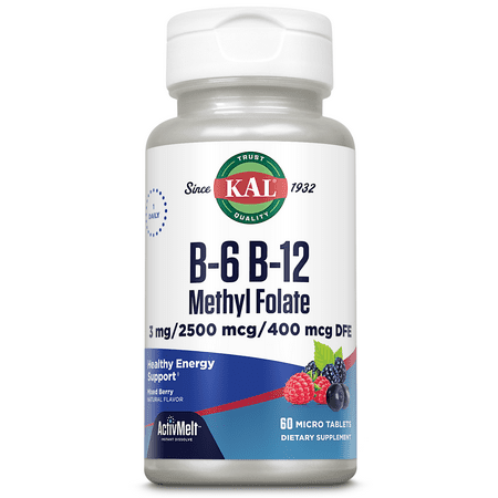 Kal - Vitamine B6 & B12 Méthylfolate Baies mélangées - 60 Micro-comprimés
