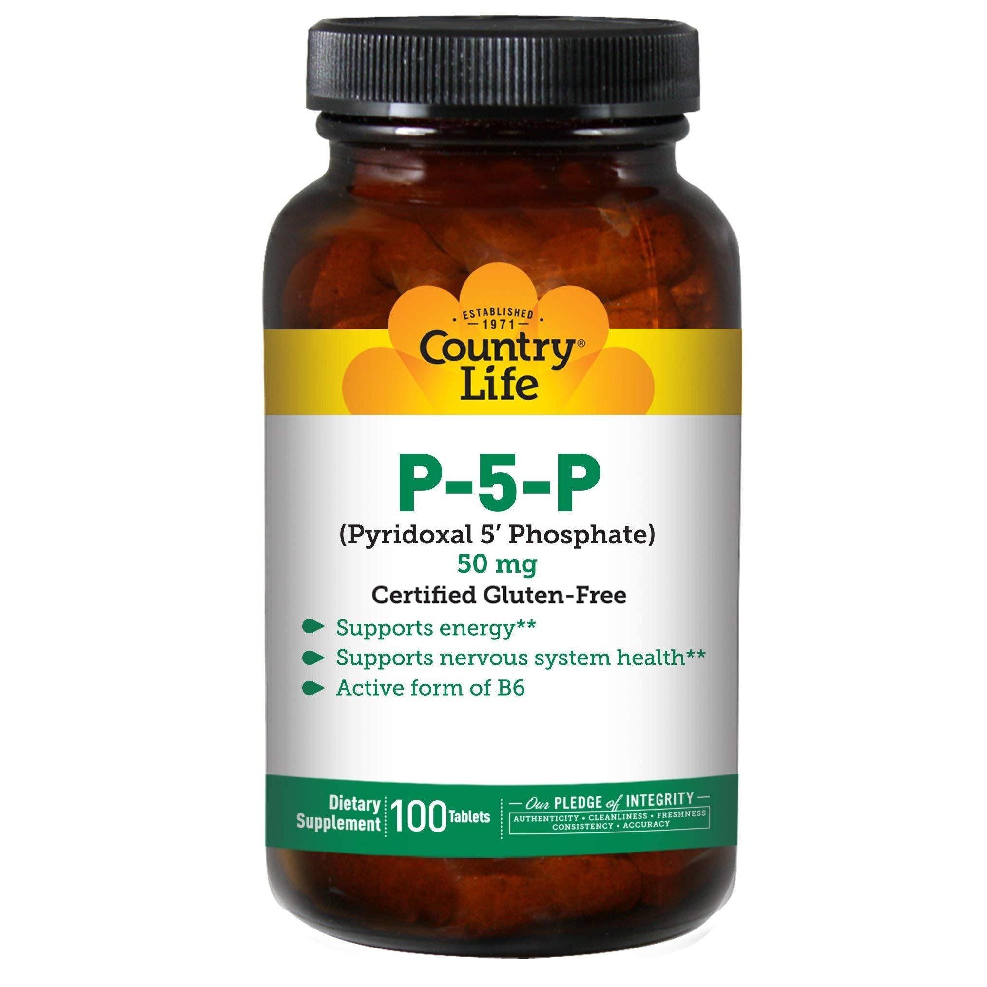 Country Life - P 5 P Pyridoxal-5'-Phosphate (P5P) 50 mg. - 100 Comprimés