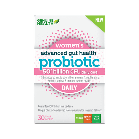 Genuine Health - Probiotique avancé pour la santé intestinale Quotidien pour femmes 50 milliards d'UFC - 30 capsules végétaliennes