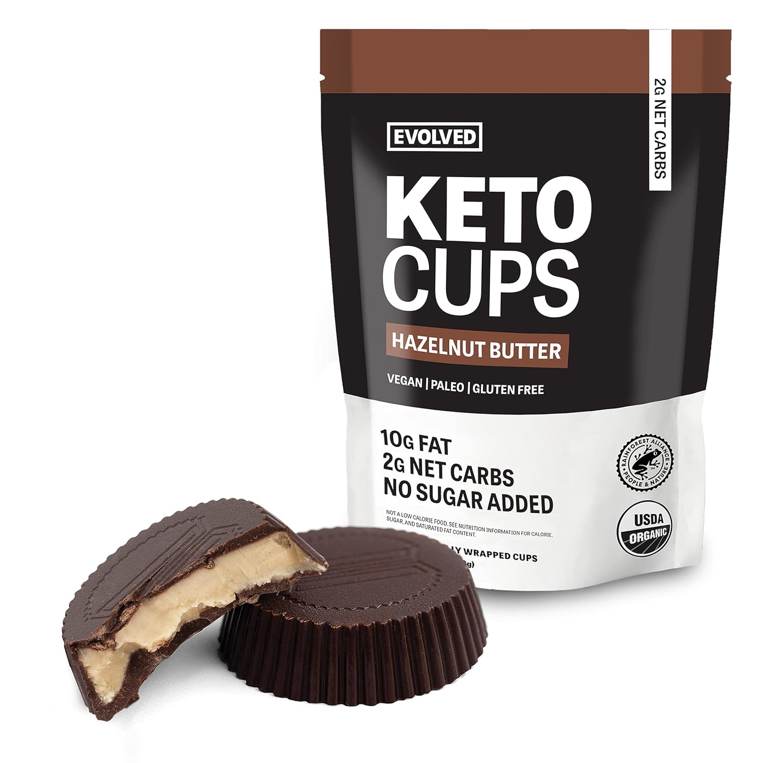 Evolved - Coupelles Keto au Chocolat Beurre de Noisette - 7 Coupe(s)