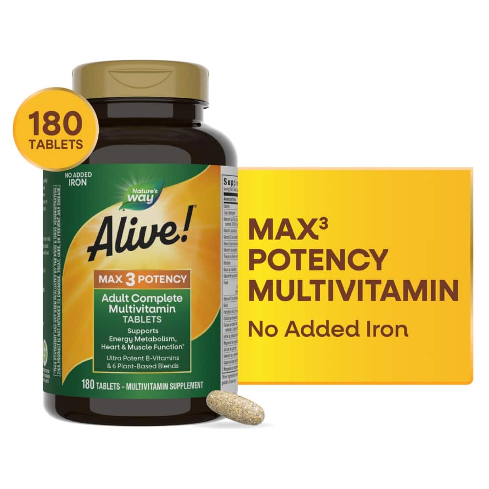 Nature's Way Alive! MAX3 Potency Multivitamine 180 Comprimés - Lot de 3