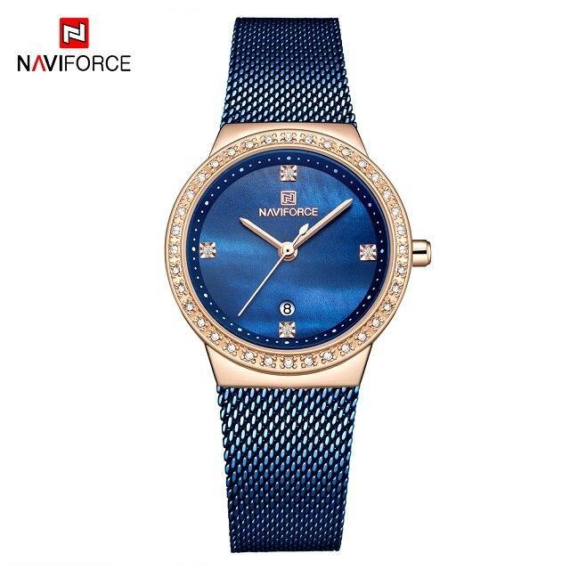 Montres élégantes de mode Montre analogique de luxe pour femme avec date Montre-bracelet décontractée à quartz avec bracelet en maille d'acier inoxydable Cadeau parfait