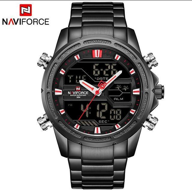 Montre-bracelet homme, Montres analogiques et numériques étanches multifonctions en acier inoxydable pour homme, Cadeau parfait