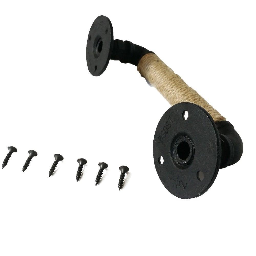 Poignée de meuble style industriel, poignées de porte coulissante en bois de grange, poignées de porte noires antiques vintage européennes en fer forgé, poignée de corde, bouton de tiroir, poignées noires antiques, quincaillerie