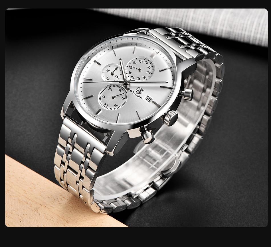 Montre homme d'affaires en acier 2021, montre-bracelet décontractée de luxe à quartz étanche en cuir pour homme