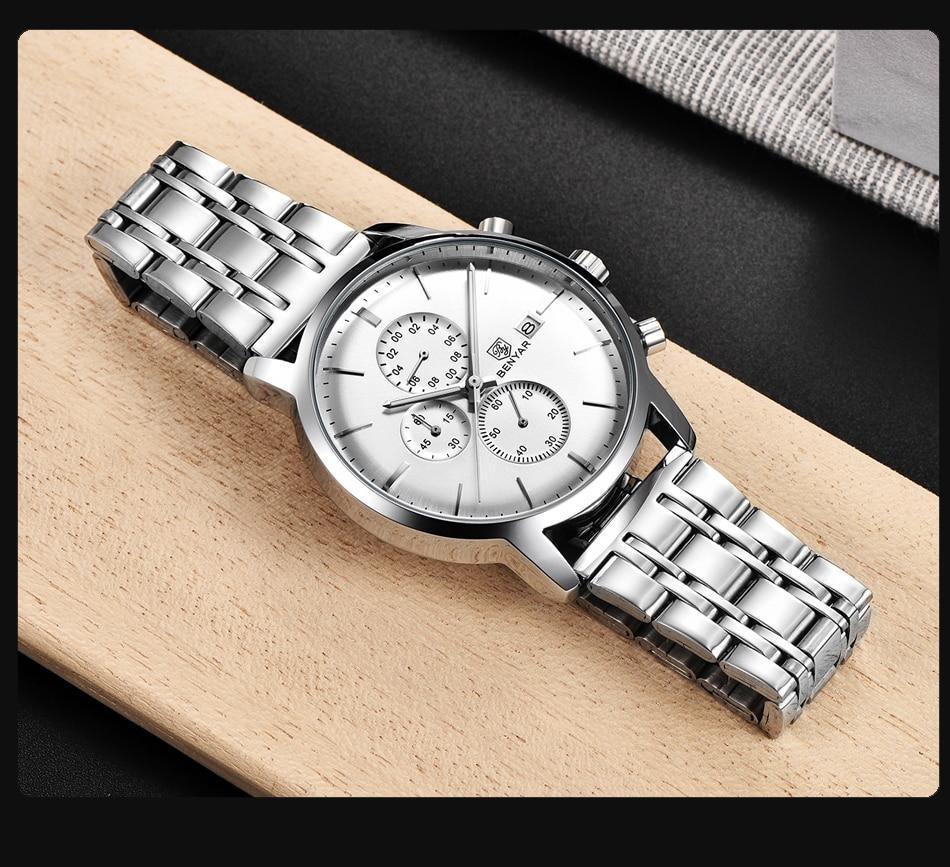 Montre homme d'affaires en acier 2021, montre-bracelet décontractée de luxe à quartz étanche en cuir pour homme