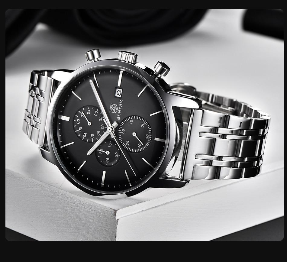 Montre homme d'affaires en acier 2021, montre-bracelet décontractée de luxe à quartz étanche en cuir pour homme