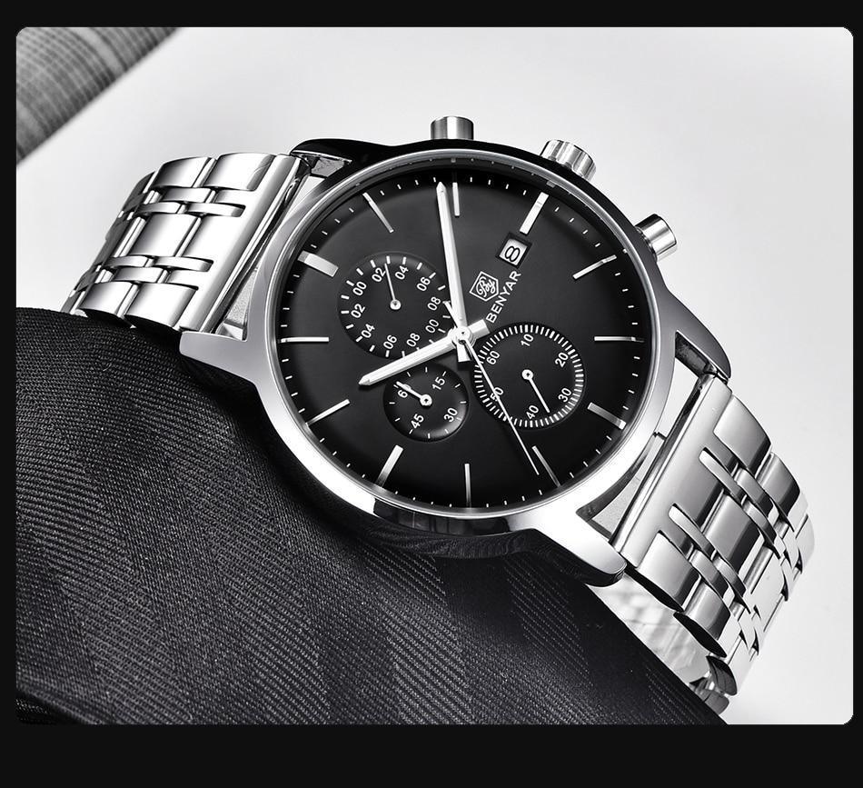 Montre homme d'affaires en acier 2021, montre-bracelet décontractée de luxe à quartz étanche en cuir pour homme