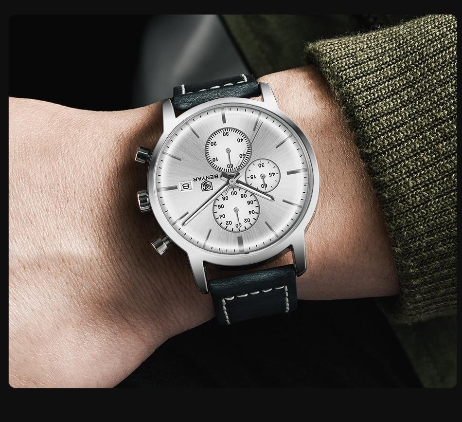 Montre homme d'affaires en acier 2021, montre-bracelet décontractée de luxe à quartz étanche en cuir pour homme