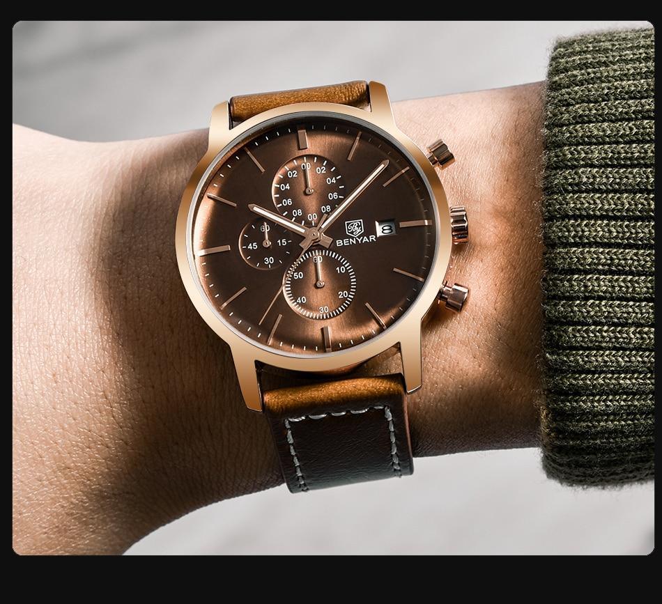 Montre homme d'affaires en acier 2021, montre-bracelet décontractée de luxe à quartz étanche en cuir pour homme