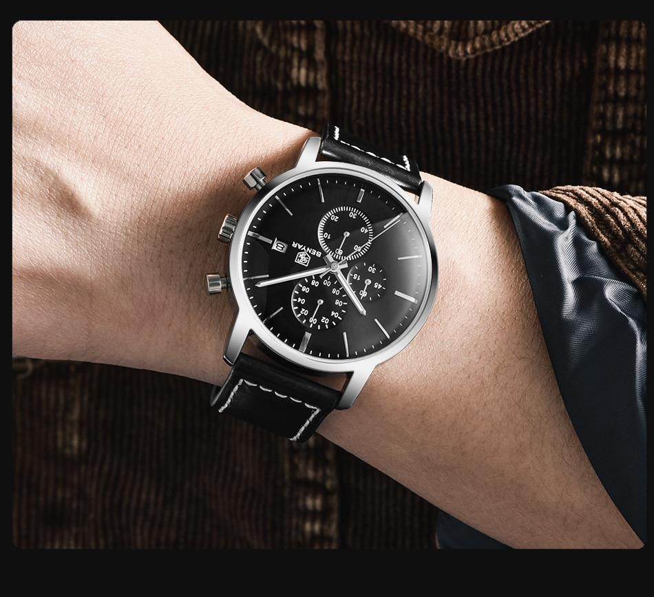 Montre homme d'affaires en acier 2021, montre-bracelet décontractée de luxe à quartz étanche en cuir pour homme