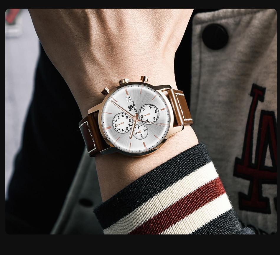 Montre homme d'affaires en acier 2021, montre-bracelet décontractée de luxe à quartz étanche en cuir pour homme