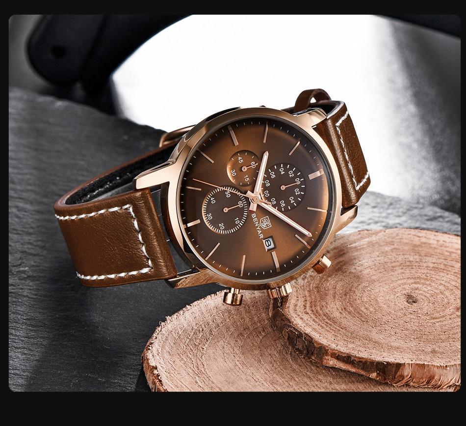 Montre homme d'affaires en acier 2021, montre-bracelet décontractée de luxe à quartz étanche en cuir pour homme