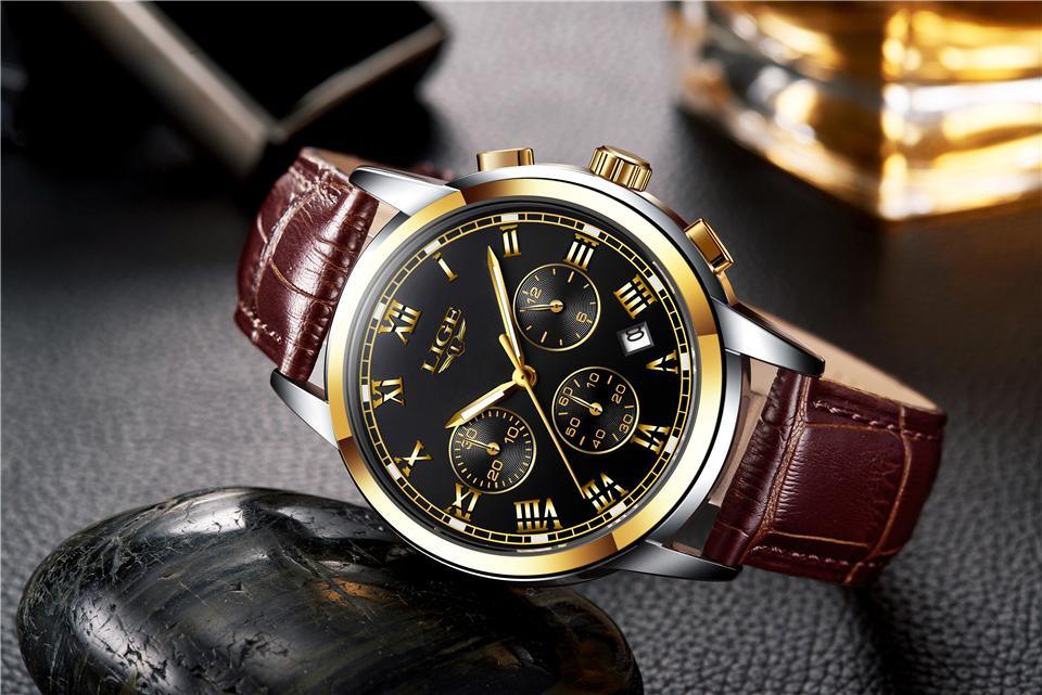 Montre Élégante pour Homme avec Chronomètres et Bracelets en Cuir Style Affaires Cadeau Parfait Excellent Look