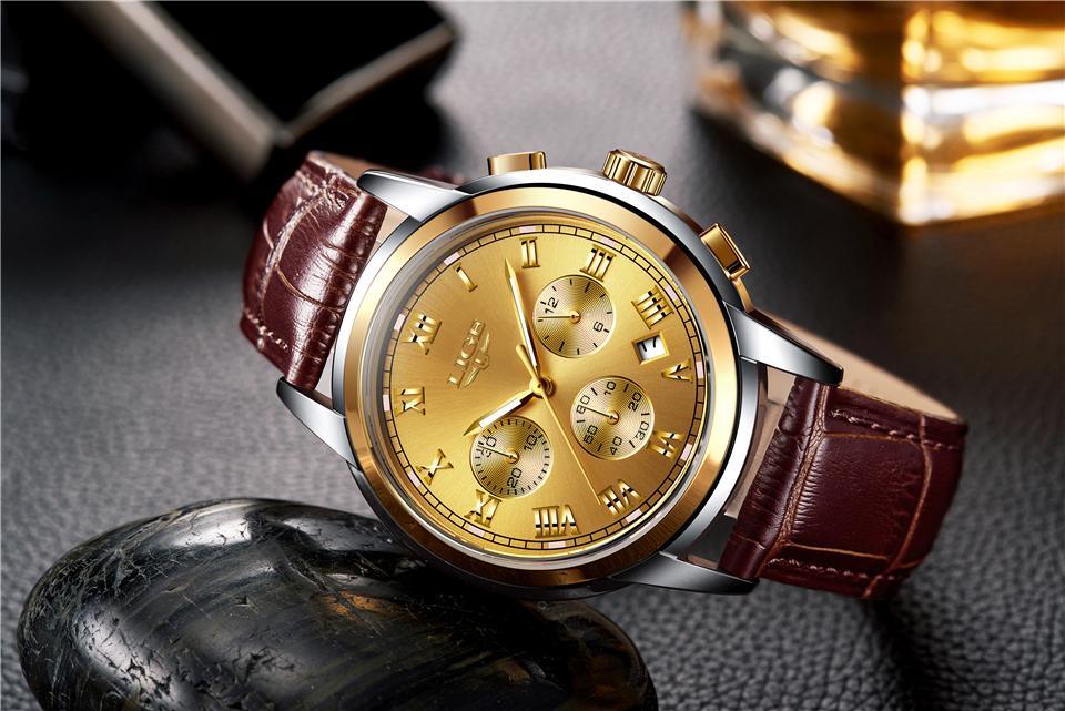 Montre Élégante pour Homme avec Chronomètres et Bracelets en Cuir Style Affaires Cadeau Parfait Excellent Look