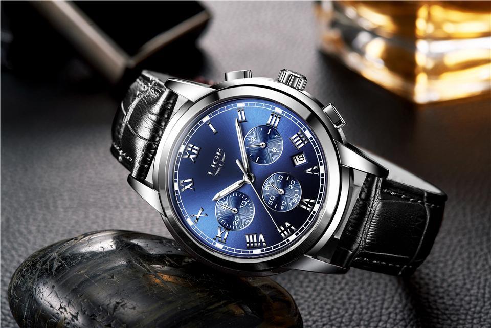 Montre Élégante pour Homme avec Chronomètres et Bracelets en Cuir Style Affaires Cadeau Parfait Excellent Look