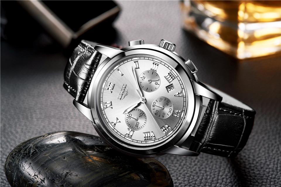 Montre Élégante pour Homme avec Chronomètres et Bracelets en Cuir Style Affaires Cadeau Parfait Excellent Look