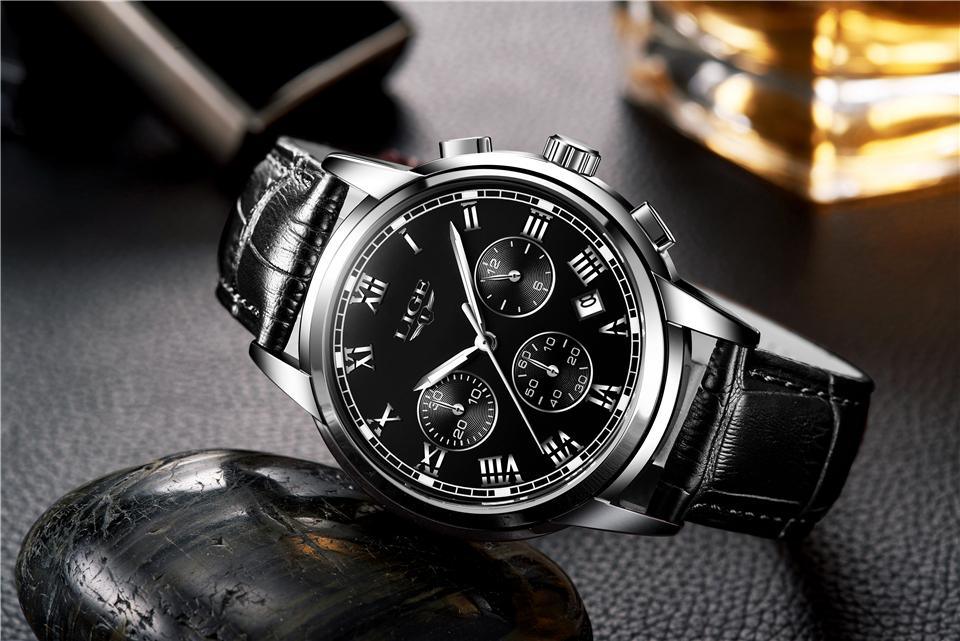 Montre Élégante pour Homme avec Chronomètres et Bracelets en Cuir Style Affaires Cadeau Parfait Excellent Look