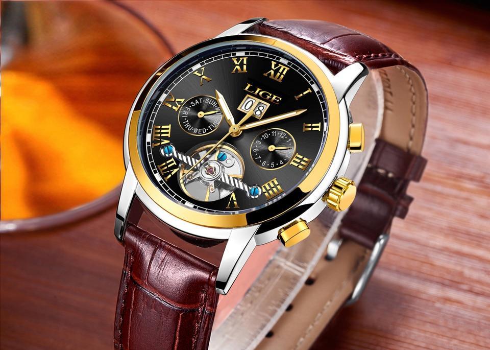 Montre Homme Étanche Avec Chronomètres Date Grands Chiffres Romains Et Spirale Décorative