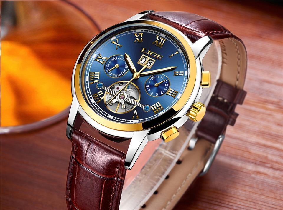 Montre Homme Étanche Avec Chronomètres Date Grands Chiffres Romains Et Spirale Décorative