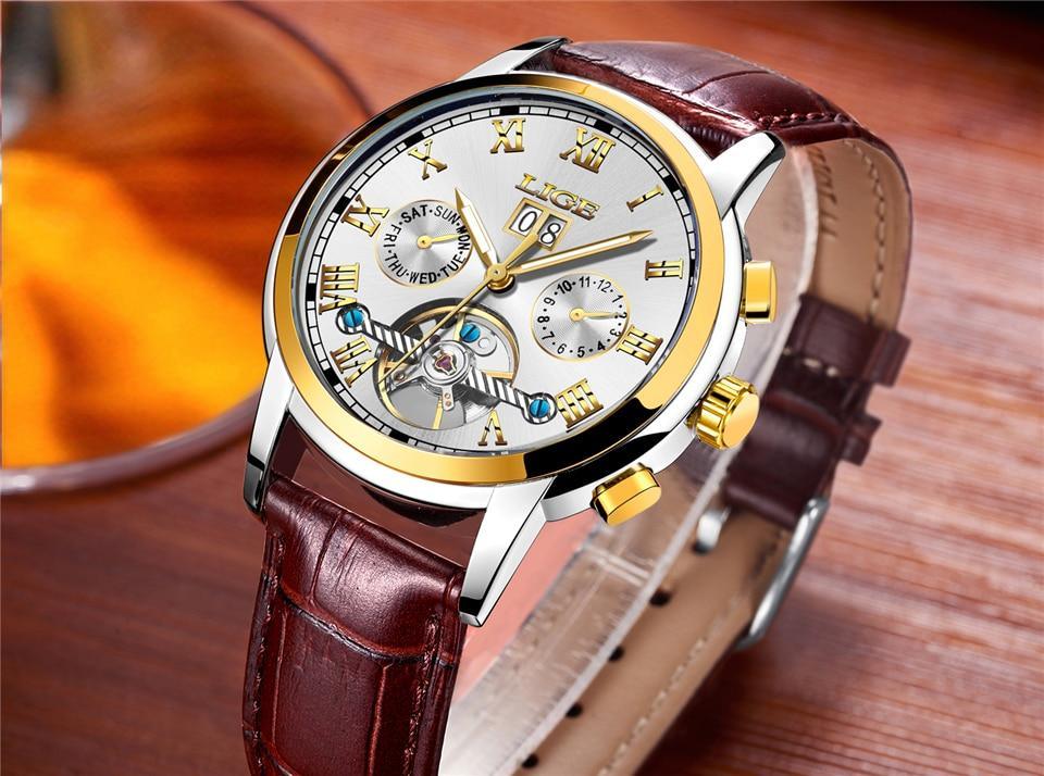 Montre Homme Étanche Avec Chronomètres Date Grands Chiffres Romains Et Spirale Décorative