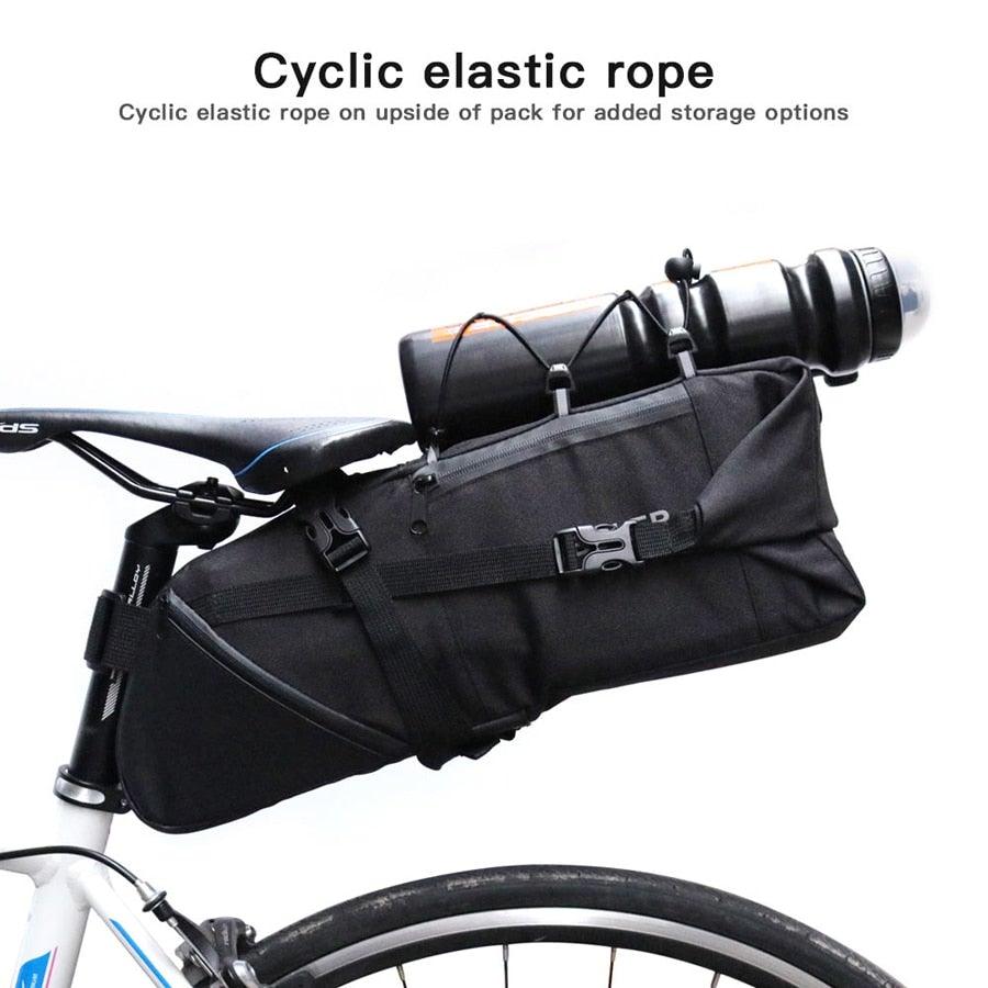 Sac de vélo noir Sacoche de vélo Sacoche de selle de vélo Cyclisme Accessoires de sacs Sacs de vélo étanches Grands sacs de vélo Sac de vélo entièrement étanche Sous la selle Sacoche arrière de vélo enroulable
