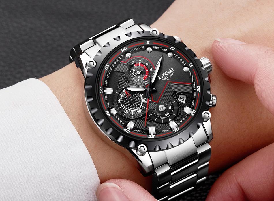 Montre pour homme avec chronomètres, affichage de la date et aiguilles fluorescentes, design unique, excellent cadeau